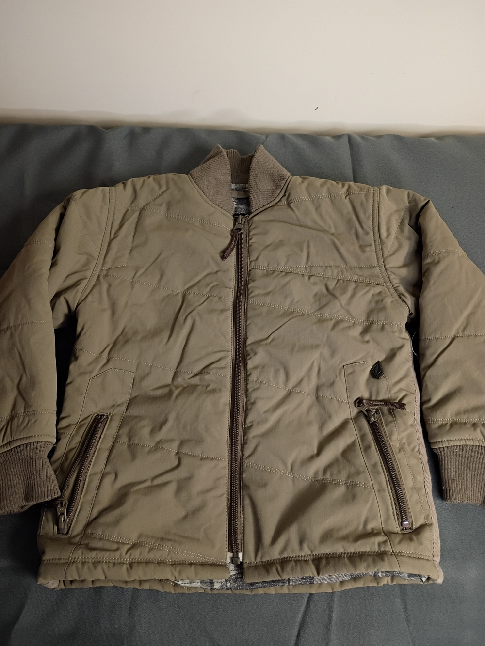 Volcom Kids Tan Workwear Jacket with Zip Front